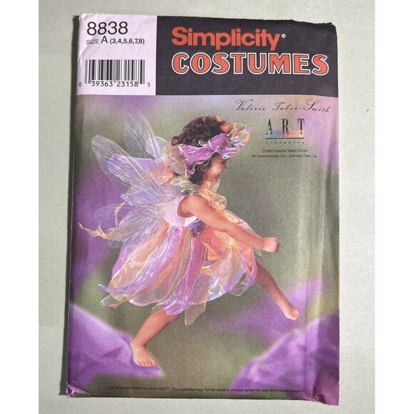 Simplicity Other - Simplicity Costume Pattern 8838 Girls Fairy Dress Wings Ribbons Childs 3-8 Uncut